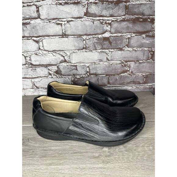 Alegria Oz Black Wave Leather Slip On Wedge Clogs Shoes Men Sz 47EU/13.5M US - Picture 15 of 16